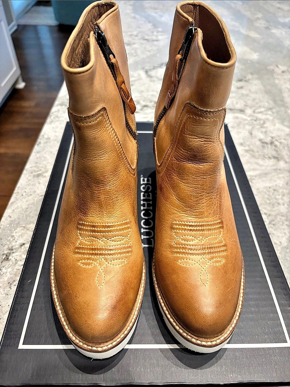 Lucchese Leather Wedge Boots in Brown US 8.5 M Like New